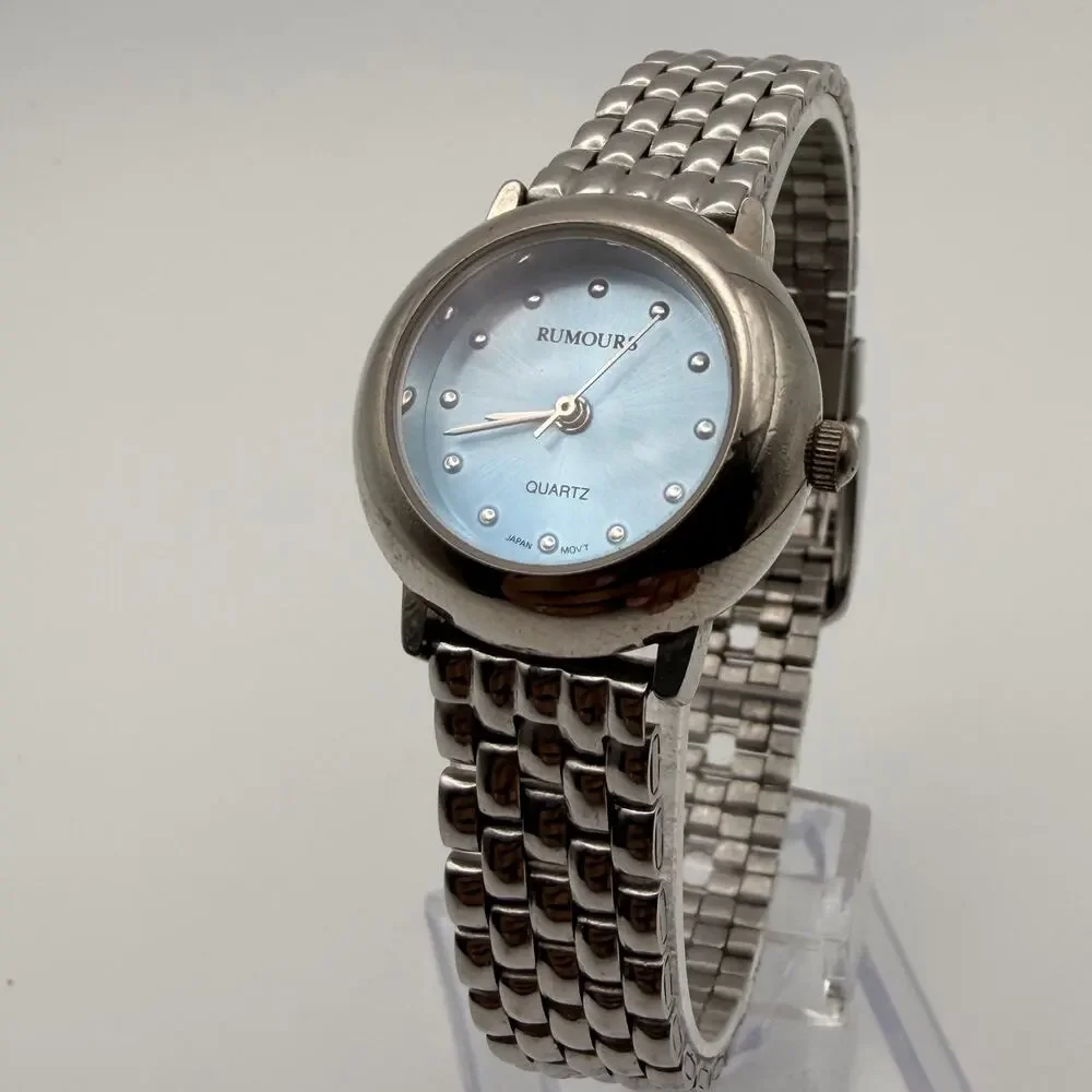 Elegant Rumours Quartz Womens Petite Silver-Tone Dress Watch Working New Battery